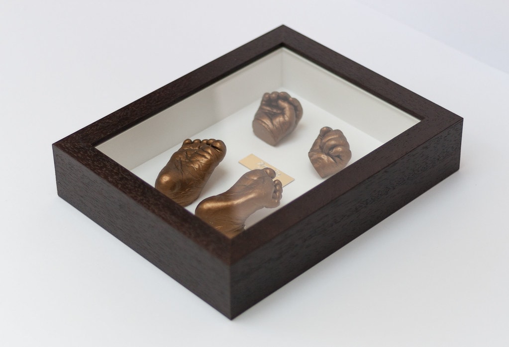 Silver baby hands and feet casting in 16x10 frame