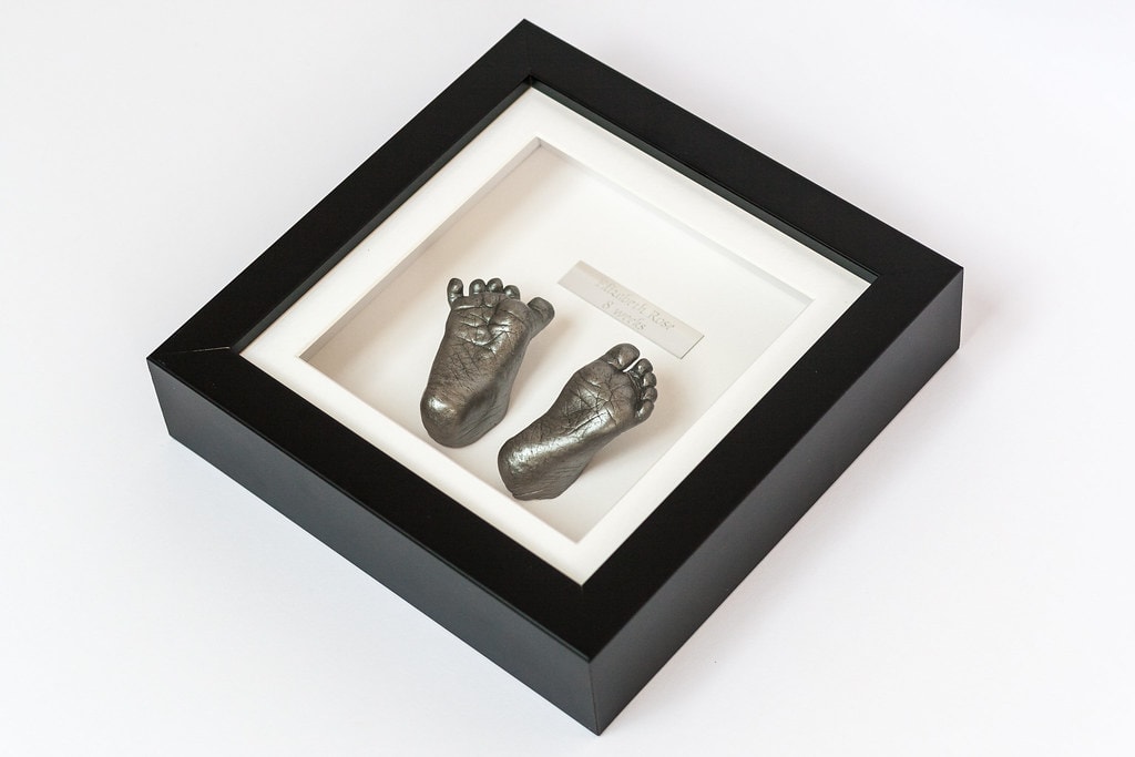 Gold baby hands and feet casting in large frame